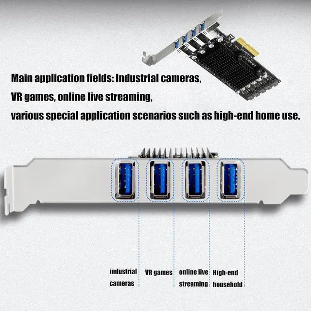 Alt view image 7 of 7 - 4 Port USB3.2 PCIE Expansion Card to USB3.2 Board 10Gbps Adapter Controller Replacement for Desktop PC Accessories Industrial USB Card