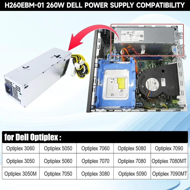 Alt view image 2 of 7 - LXun Upgraded 260W H260EBM-01 PSU Power Supply Compatible with Dell Optiplex 3060 3050 3050M 5050 5060 7050 7060 3080 5080 7080 5090 7090 7080MT WYHR8 Switching Power Supply Connector: 6Pin+4Pin+4Pin