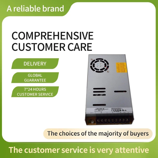 Alt view image 4 of 7 - LRS-600-48 48V 600W Single Output Switching Power Supply, 90-302VAC/255-370VDC Input, 12.5A, 1U Low Profile, 5G Vibration Resistant, Industrial Automation, UL/BS/IEC 62368-1 Certified