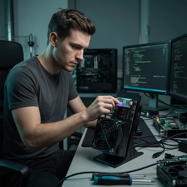 Alt view image 7 of 7 - NerdQaxe++ Bitcoins Miner BM1370 4Chips 6TH/s 100W Asic Chip 2.4G WiFi SHA-256 Low Noise Crypto Miner BTC Miner incl. Power Supply