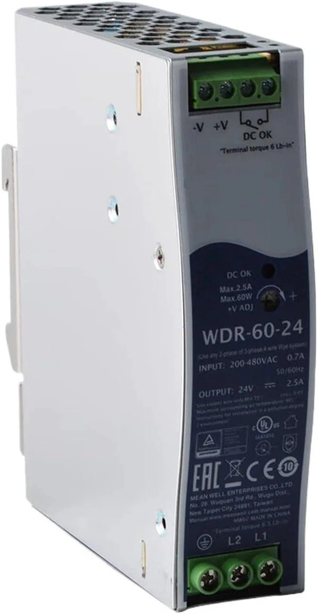Main image of WDR-60-24 24V 2.5A 60W Industrial Power Supply, Ultra Slim, Wide Input Voltage, for Automation Control