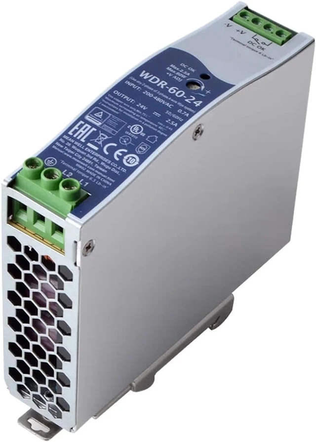 Alt view image 7 of 7 - WDR-60-24 24V 2.5A 60W Industrial Power Supply, Ultra Slim, Wide Input Voltage, for Automation Control
