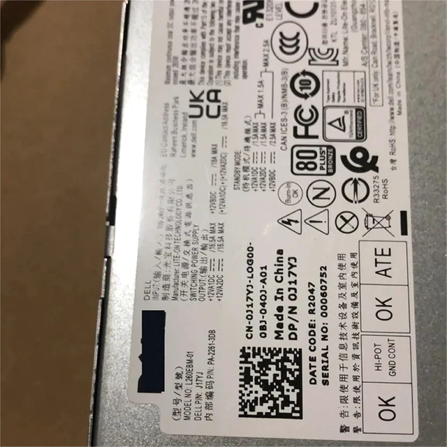 Alt view image 3 of 3 - 0J17JY 0WYHR8 02KG1D 0T5K83 Power Supply for Optiplex 3080 5080 5090 7080 7090 5890 MT 6+4+4Pin 260Watt