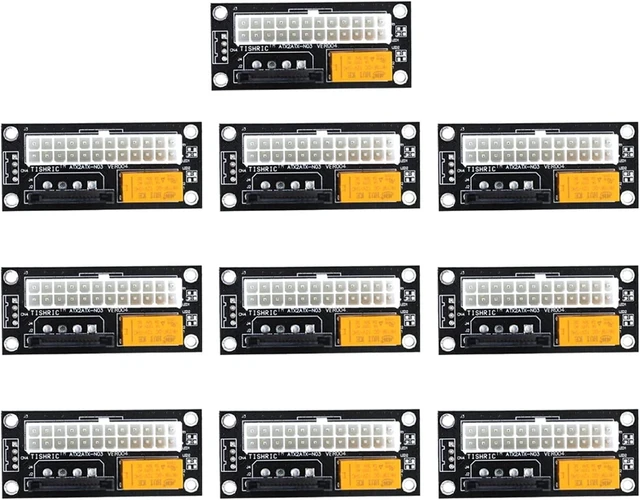Main image of Dual PSU Power Supply PC Block Synchronizer ADD2PSU ATX 24Pin to 4Pin Molex Connector Riser Miner Mining Adapter(10pcs Black sata)