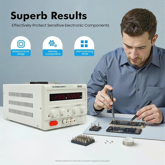 Alt view image 3 of 7 - Power Supply - MP3020D AC110V Triple-Output 0-30V 0-20A Linear DC Power Supply Regulated Variable