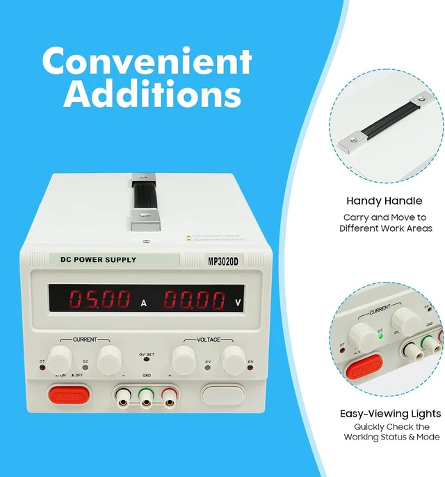 Alt view image 7 of 7 - Power Supply - MP3020D AC110V Triple-Output 0-30V 0-20A Linear DC Power Supply Regulated Variable
