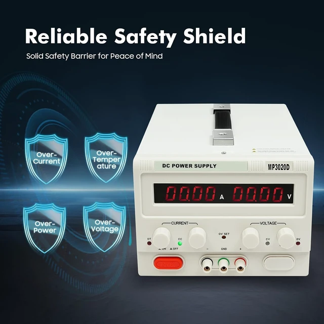 Alt view image 6 of 7 - Power Supply - MP3020D AC110V Triple-Output 0-30V 0-20A Linear DC Power Supply Regulated Variable