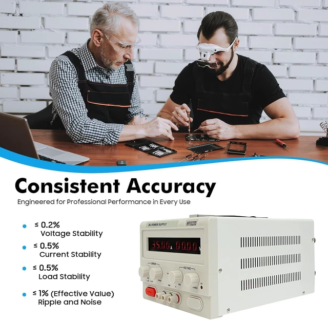 Alt view image 4 of 7 - Power Supply - MP3020D AC110V Triple-Output 0-30V 0-20A Linear DC Power Supply Regulated Variable