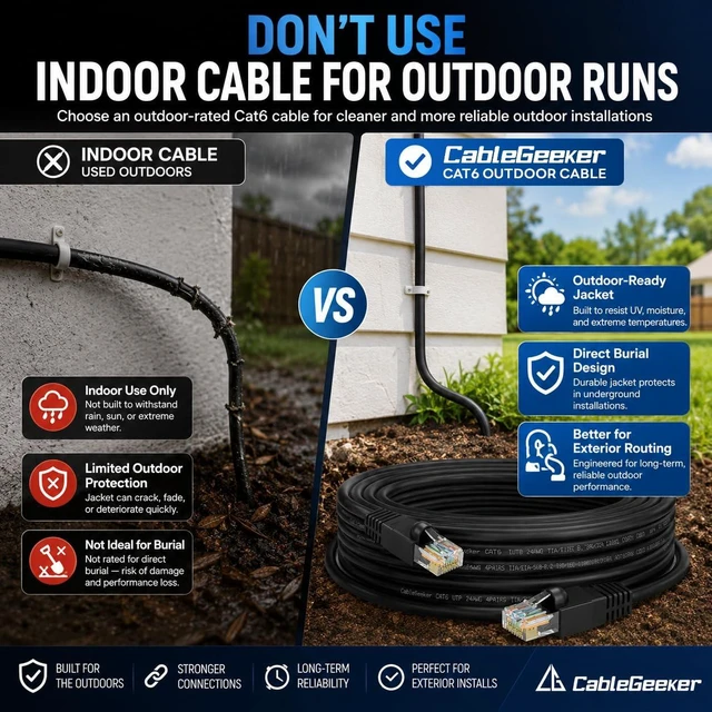 Alt view image 4 of 7 - CableGeeker Cat 6 Outdoor Ethernet Cable, 250 ft, Direct Burial, Black