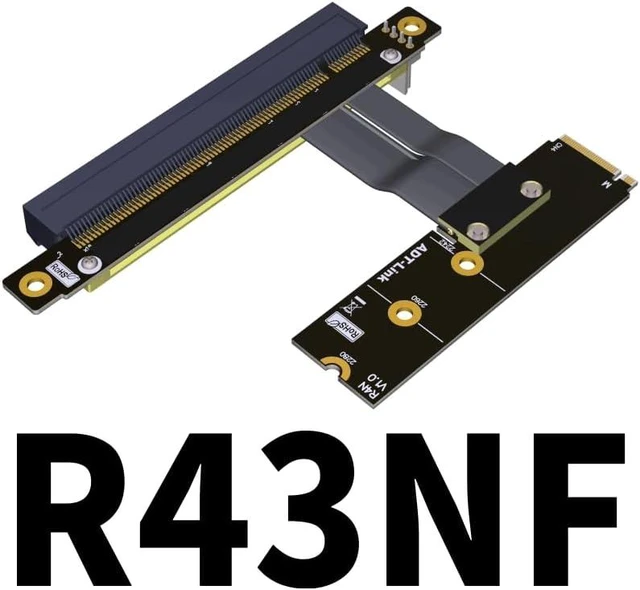 Alt view image 2 of 6 - ADT-Link M.2 NVMe to PCI-Express x16 Cable M2 NGFF NVMe Converter to PCIE X16 Graphics Card Built-in Adapter M.2 Mkey Extension Card Pci-e 16x Flexible Flat Cable (25cm, R43NF)