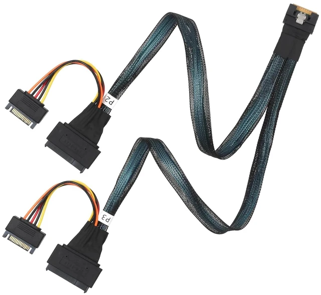 Main image of SlimSAS SFF-8654 8i to Dual U.2 SFF-8639 NVMe Cable 0.5M