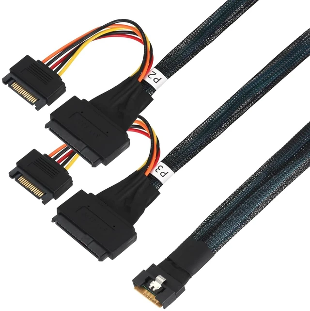 Alt view image 2 of 5 - SlimSAS SFF-8654 8i to Dual U.2 SFF-8639 NVMe Cable 0.5M