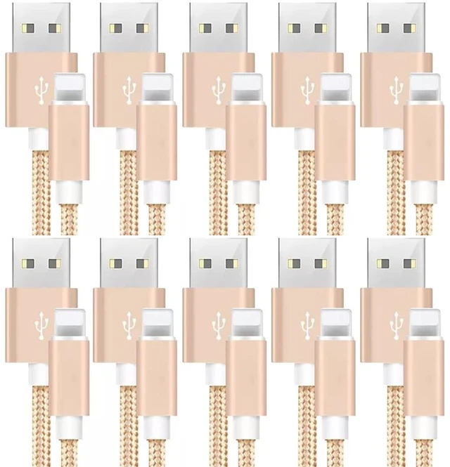 Main image of 10pcs 20cm Nylon Compatible with for Apple iPhone 5 6 7 8 Plus X XS 11 Max XR SE iPad Pro Mini Air iPod Data sync Charger Cable Cord