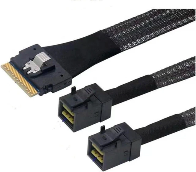 Alt view image 5 of 5 - SlimSAS 8i (SFF-8654) Two MiniSAS HD 4i (SFF-8643) 85ohm Y-Cables(0.5m)