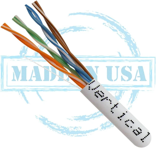 Alt view image 2 of 5 - Vertical Cable CAT5E, 350 MHz, UTP, 24AWG, 8C Solid Bare Copper, Plenum, 1000ft, Bulk Ethernet Cable - Made in USA, White