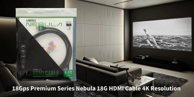 Alt view image 5 of 7 - Liberty's Premium Series Nebula with Ethernet 18G HDMI Cable 4K Resolution, 6.0 Meter (19 Feet) Length. Laptop, PC, Gaming, Projector, Monitor