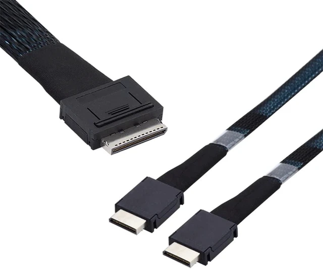 Main image of OCuLink PCIe PCI-Express SFF-8611 8X 8-Lane to Dual SFF-8611 Oculink 4X SSD Data Active Cable 50cm