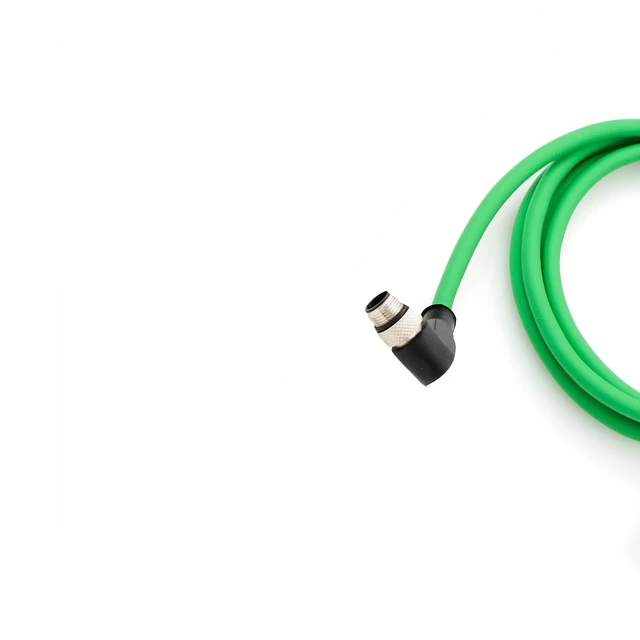 Alt view image 2 of 3 - M12 D-Code Right Angle 4 Pin Male to RJ45 Shielded Cat5e Flexible Ethernet Waterproof Cable for Cognex Industrial Camera 2M