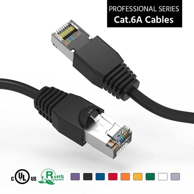 Alt view image 3 of 5 - CAT. 6A Ethernet 4 Twisted Pairs, 26 AWG, 10G, Bandwidth up to 550 MHz. RJ45 Plug Connector for Routers/Patch Panels/Modems/Switches.(CAT. 6A, Ethernet Cable Shielded,) (Black, 25 Feet (1-Pack))