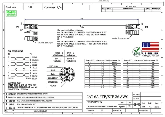 Alt view image 5 of 5 - CAT. 6A Ethernet 4 Twisted Pairs, 26 AWG, 10G, Bandwidth up to 550 MHz. RJ45 Plug Connector for Routers/Patch Panels/Modems/Switches.(CAT. 6A, Ethernet Cable Shielded,) (Black, 25 Feet (1-Pack))