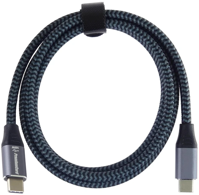 Alt view image 5 of 7 - PremiumCord 1.5m USB-C to USB-C Cable, 5A/100W Charging, 480Mbit/s Data, Black/Grey