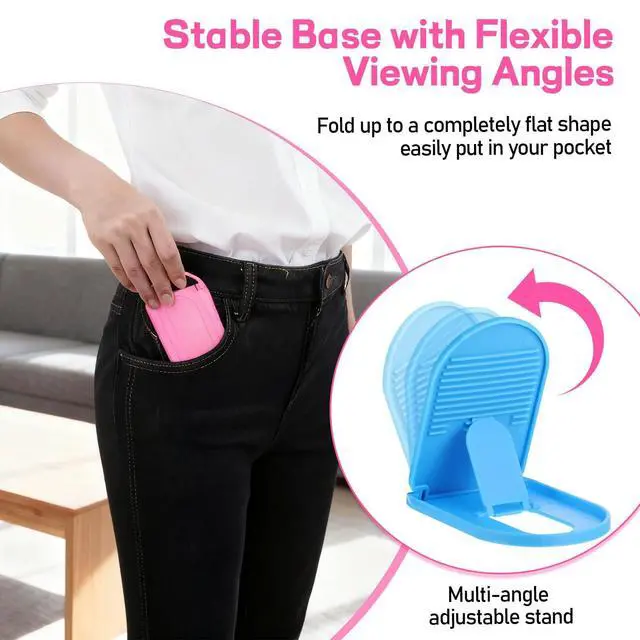 Alt view image 4 of 7 - 6PCS Foldable Phone Stand - Colorful Desk Office Cell Phone Holder, Mobile Tablet Holder for Airplane Headphone, Essential CellPhone Accessories, Portable Versatile Stand for Travel(6 Colors)