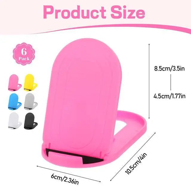 Alt view image 7 of 7 - 6PCS Foldable Phone Stand - Colorful Desk Office Cell Phone Holder, Mobile Tablet Holder for Airplane Headphone, Essential CellPhone Accessories, Portable Versatile Stand for Travel(6 Colors)