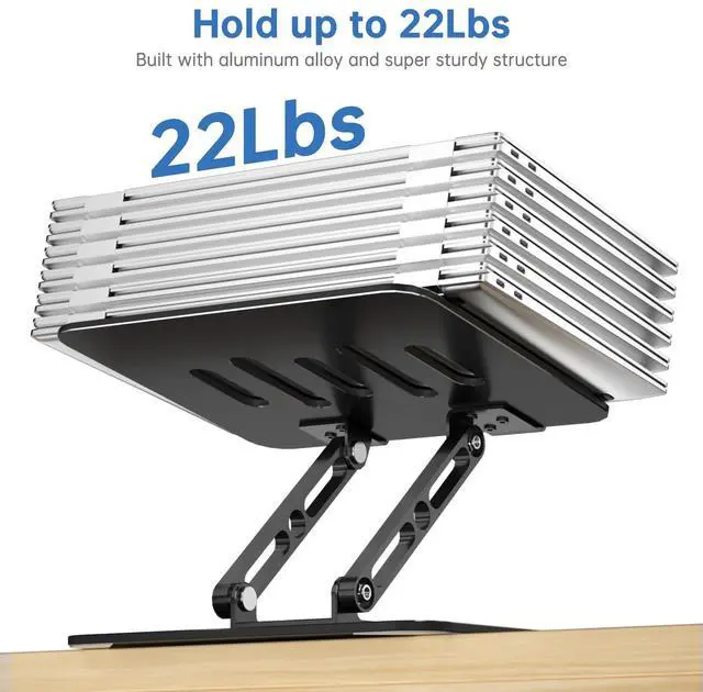 Alt view image 7 of 7 - Laptop Stand for Desk Adjustable Computer Stand with 360 Rotating Base Ergonomic Laptop Riser Mount for Desk Foldable Protable Computer Desk Fits with MacBook Pro Air,