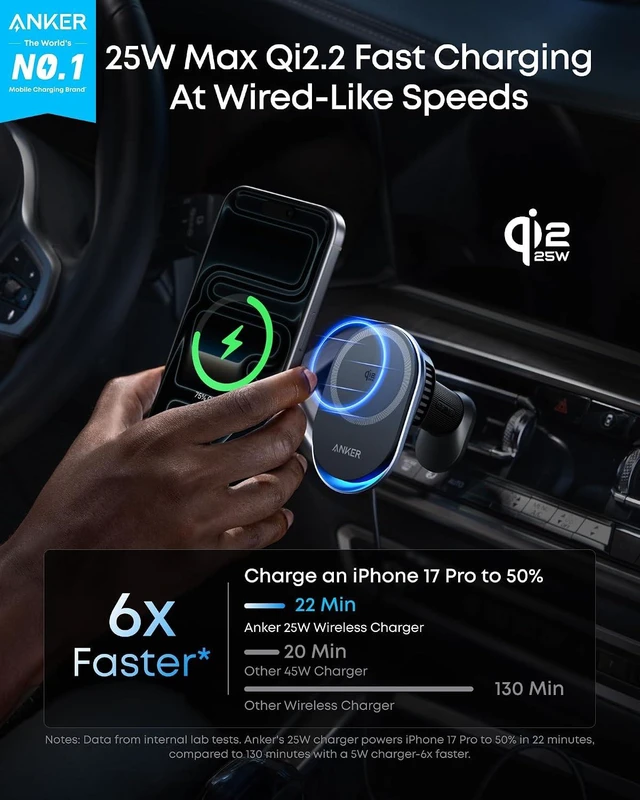 Alt view image 3 of 7 - Prime Qi2 25W MagSafe Compatible Wireless Car Charger Mount