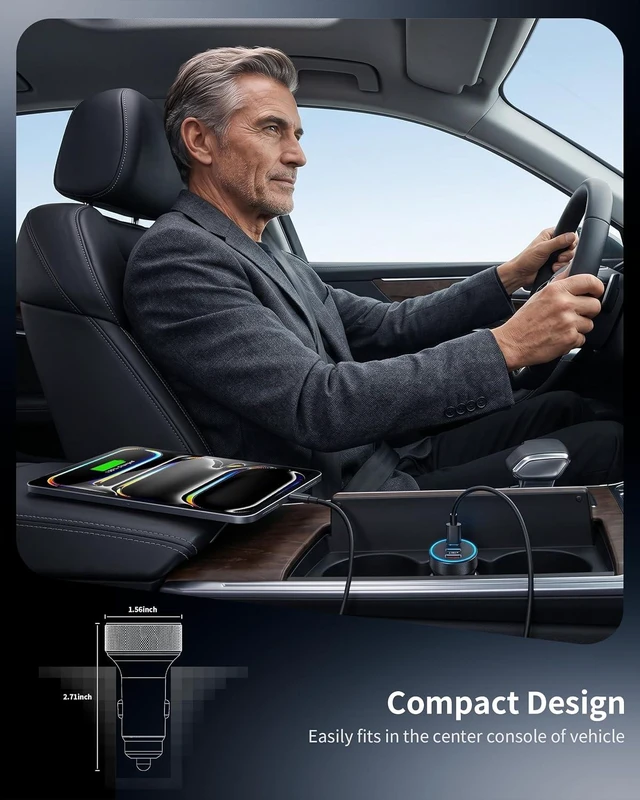 Alt view image 7 of 7 - Car Charger USB C 4-Port 90W Super Fast Charging Car Phone Charger Adapter