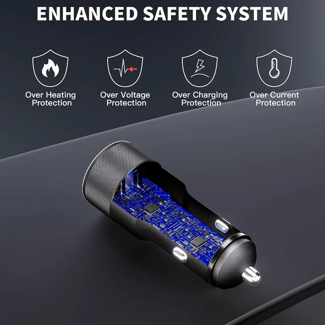Alt view image 3 of 7 - USB?C Car Charger 2?Pack 60W Dual Fast Charging Cigarette Lighter Adapter