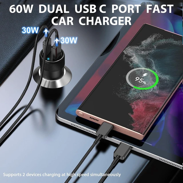 Alt view image 7 of 7 - USB?C Car Charger 2?Pack 60W Dual Fast Charging Cigarette Lighter Adapter