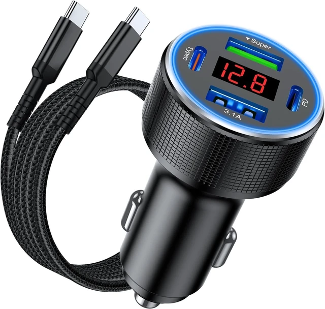 Main image of 78W 4 Port USB C Car Charger Fast Charging for iPhone 18/17/16/15/Duo