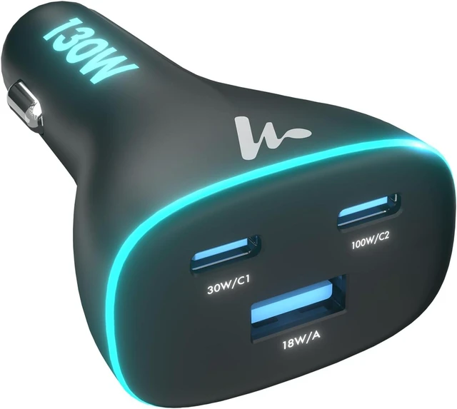 Main image of PD 130W Superfast Charging 2.0 Car Charger with 2XType C & USB-A PPS & QC 3.0 Triple Port (100W + 30W + 18W) 12V24V Compatible Multi-Layer Protection 2-Years Manufacturer Warranty