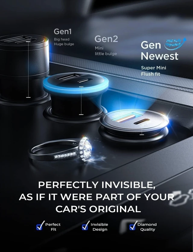 Alt view image 3 of 7 - 67.5W 12V Car Charger Cigarette Lighter USB Charger Fast Charging