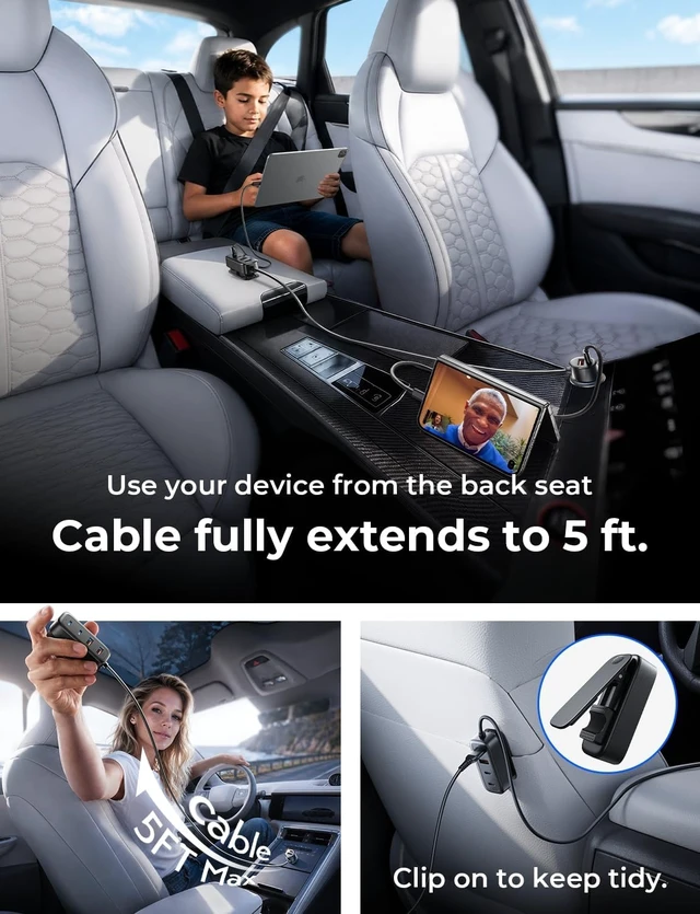 Alt view image 5 of 7 - PD&QC 108W Multiple Ports Car Charger Cigarette Lighter USB Charger