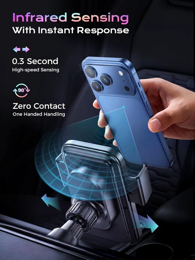 Alt view image 2 of 7 - Phone Holders 15W Wireless Car Charger Smart Screen Rotation