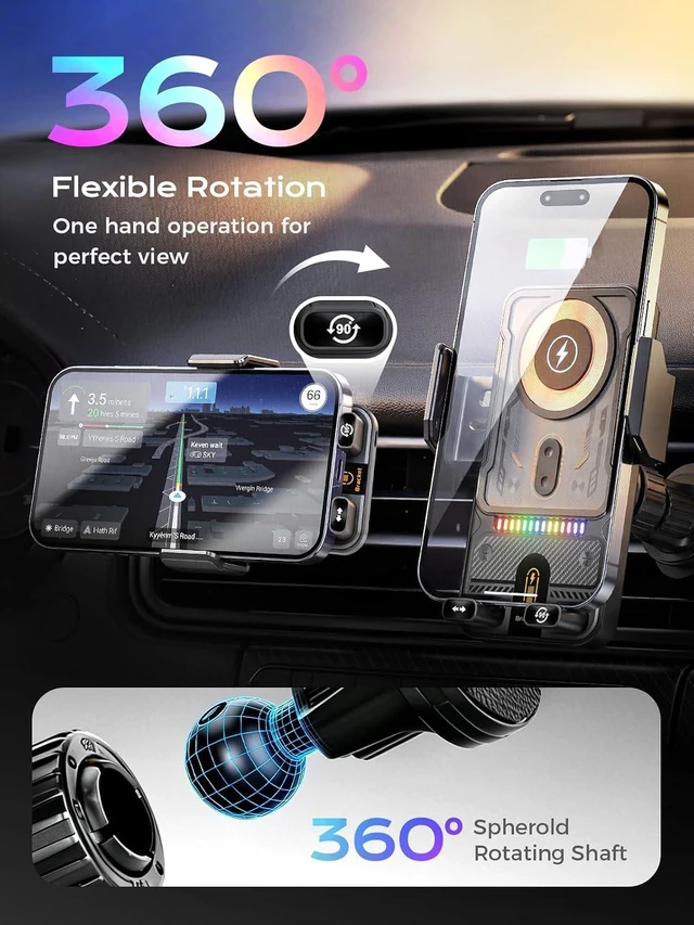 Alt view image 3 of 7 - Phone Holders 15W Wireless Car Charger Smart Screen Rotation