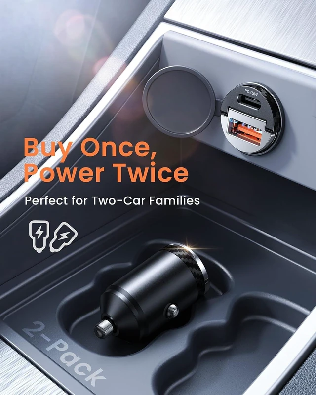 Alt view image 5 of 7 - Upgraded 2-Pack 125W Fast Car Charger Mini Flush Fit USB C Car Adapter