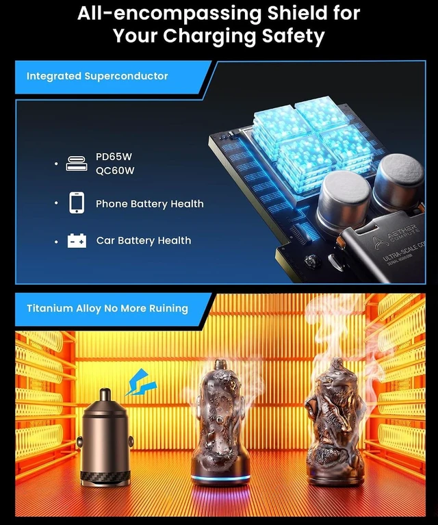 Alt view image 6 of 7 - Upgraded 2-Pack 125W Fast Car Charger Mini Flush Fit USB C Car Adapter