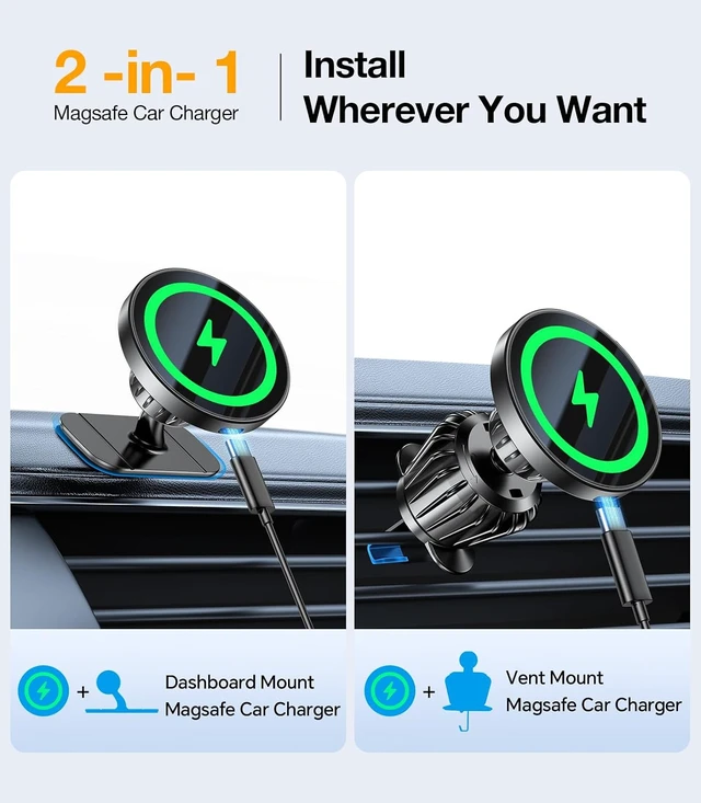 Alt view image 2 of 7 - for MagSafe Car Mount ChargerStronger Magnets 15W Magnetic Wireless Car Charger Phone Holders for Your Car Accessories for Women Men Car Mount for iPhone 18 Pro Max 17 16 15 14 13 12