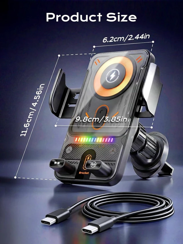 Alt view image 5 of 7 - Phone Holders 15W Wireless Car Charger Smart Screen Rotation