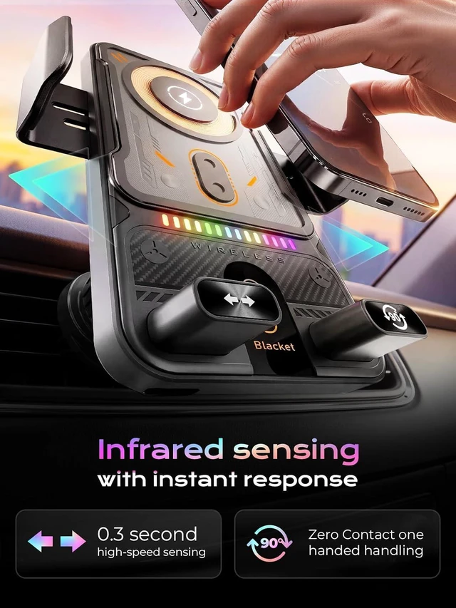 Alt view image 6 of 7 - Phone Holders 15W Wireless Car Charger Smart Screen Rotation