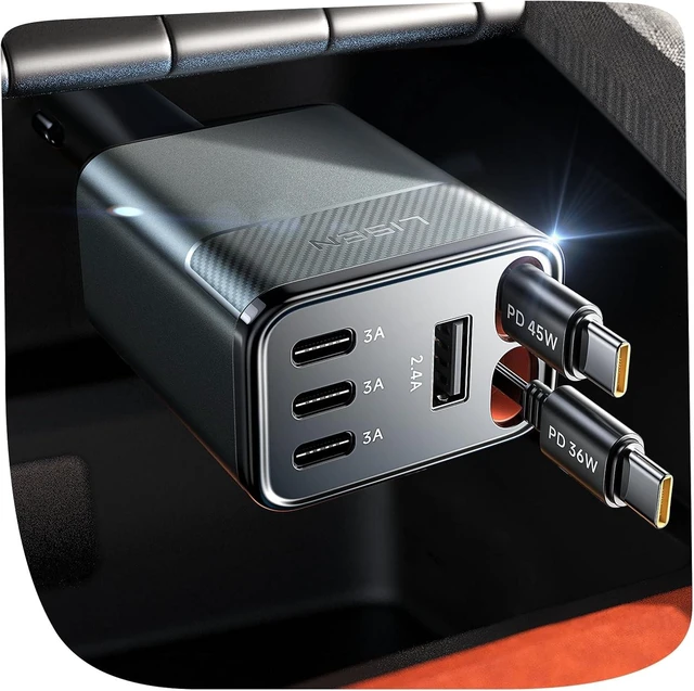 Main image of 138W Retractable USB C Car Charger Fast Charge 6-Port for iPhone 18