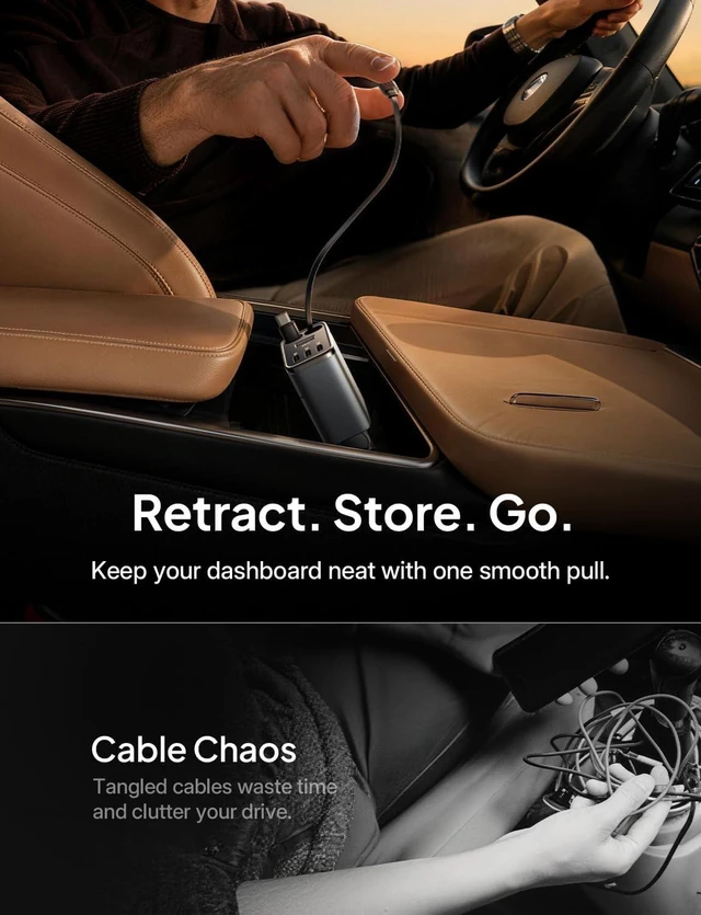 Alt view image 4 of 7 - 138W Retractable USB C Car Charger Fast Charge 6-Port for iPhone 18