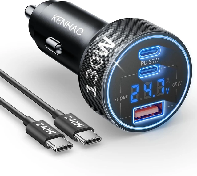 Main image of iPhone Duo 18 Pro Max 17 16 Car Charger 3-Port 130W Fast USB C Car Charger