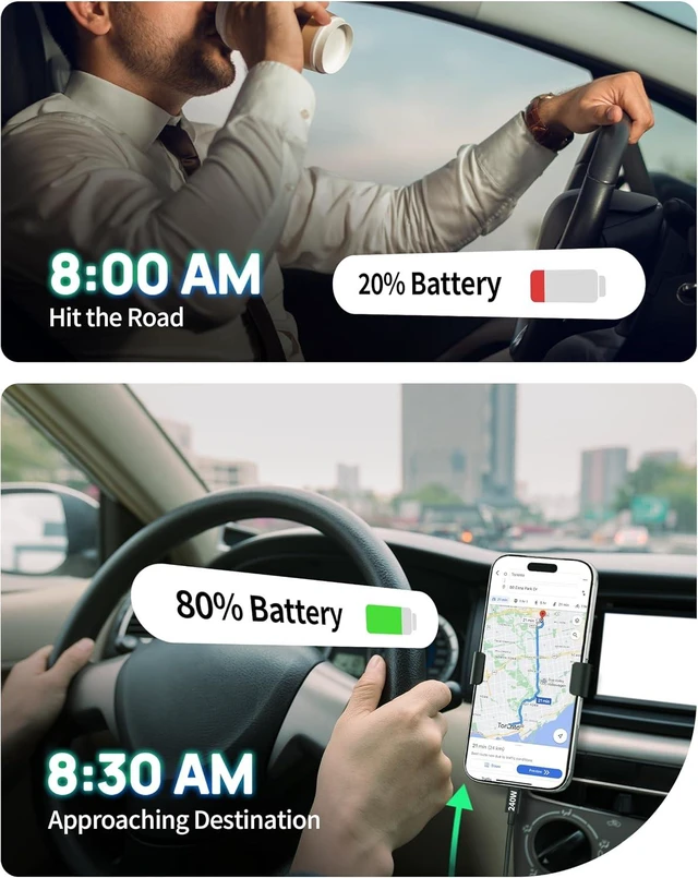 Alt view image 5 of 7 - iPhone Duo 18 Pro Max 17 16 Car Charger 3-Port 130W Fast USB C Car Charger