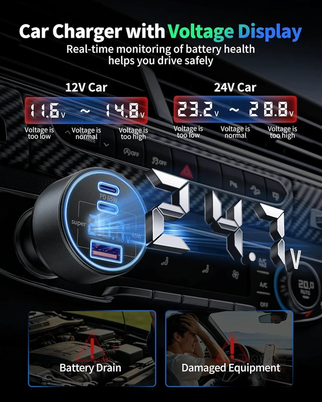 Alt view image 3 of 7 - iPhone Duo 18 Pro Max 17 16 Car Charger 3-Port 130W Fast USB C Car Charger