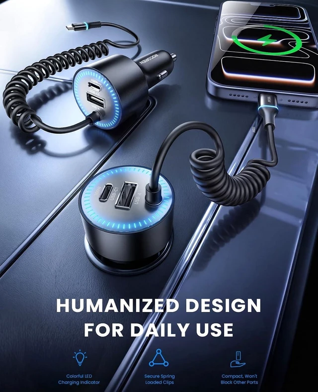 Alt view image 6 of 7 - 200W Car Charger USB C Fast Charge PD 100W Type C Car Fast Charger