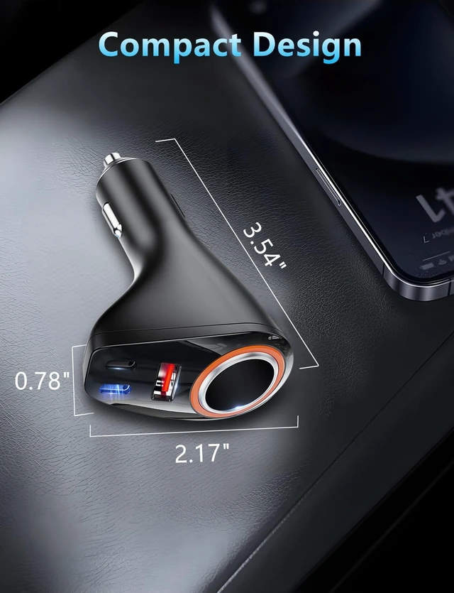 Alt view image 6 of 7 - 4 in 1 USB C Car Charger 170W Multi USB Cigarette Lighter Adapter
